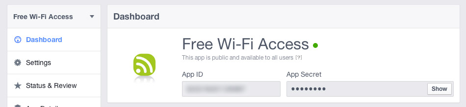 Facebook App Dashboard